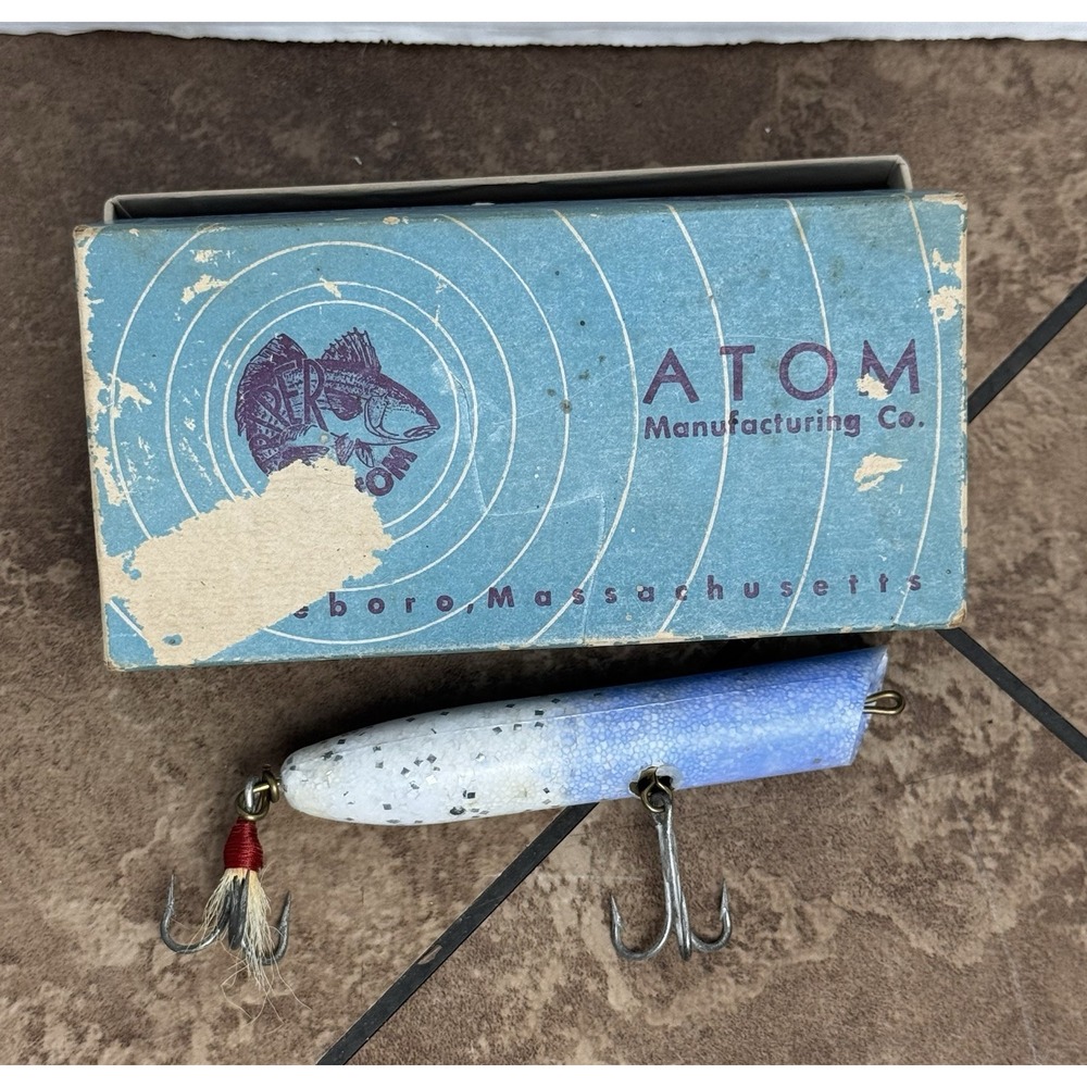 Vintage lur Atom Striper Blue White Sparkle, #56 w original box